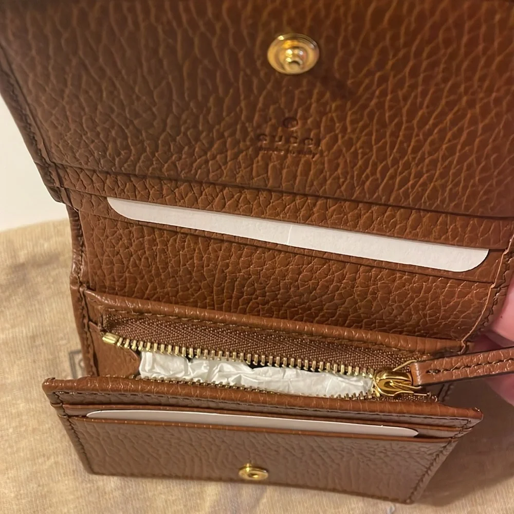 Gucci 1955 blue denim brown leather card holder - Picture 9 of 13
